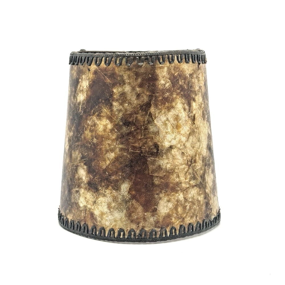 Vintage Rustic Brown Gold Metal Clip On Lamp Shade 4.25" Cabin Lodge Western